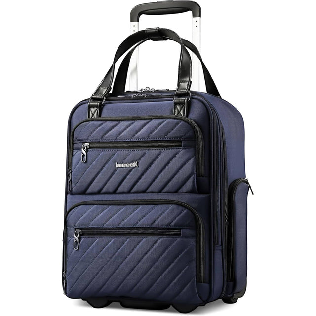 Front. LUGGEX - LUGGEX 16 Inch Underseat Carry On Luggage with Wheels,Softside Lightweight Suitcase UDK - LX-UX - Blue Black.