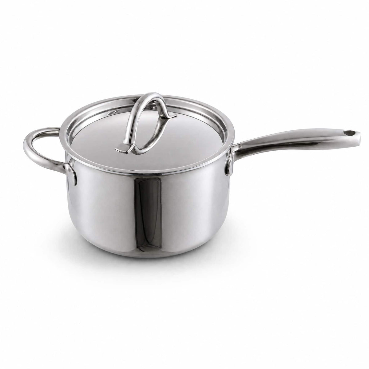 Fortune Candy - 3.5 Qt Stainless Steel Sauce Pan with Lid, 304 Stainless Steel Cooking Pot, Gas & Electric Stovetop Compatible - Silver
