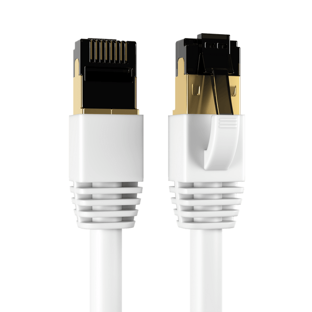 Front. Cables Direct Online - Cat8 Ethernet Cable 0.5FT,  40Gbps High-Speed RJ45 Shielded Copper Cord for Router, PC & Gaming - White.