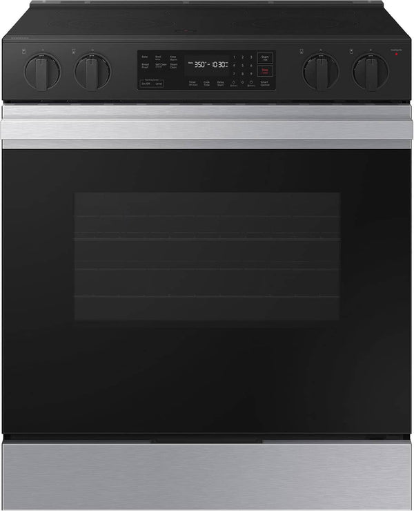 Samsung - 30 in. Wide 5 Elements Bespoke 6.3 Cu. Ft. Slide-In Electric Range with Precision Knobs - Stainless Steel