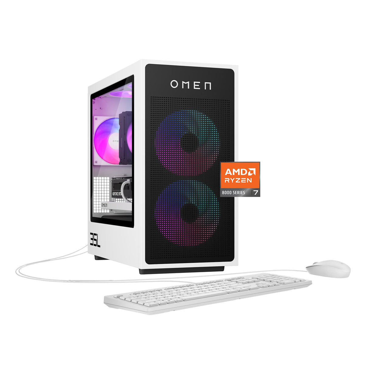 HP OMEN - 35L Gaming Desktop - AMD Ryzen 7 8700F 2024 - 16GB DDR5 Memory - NVIDIA GeForce RTX 5060 Ti 16GB GDDR7 - 1TB SSD - Panda Metal