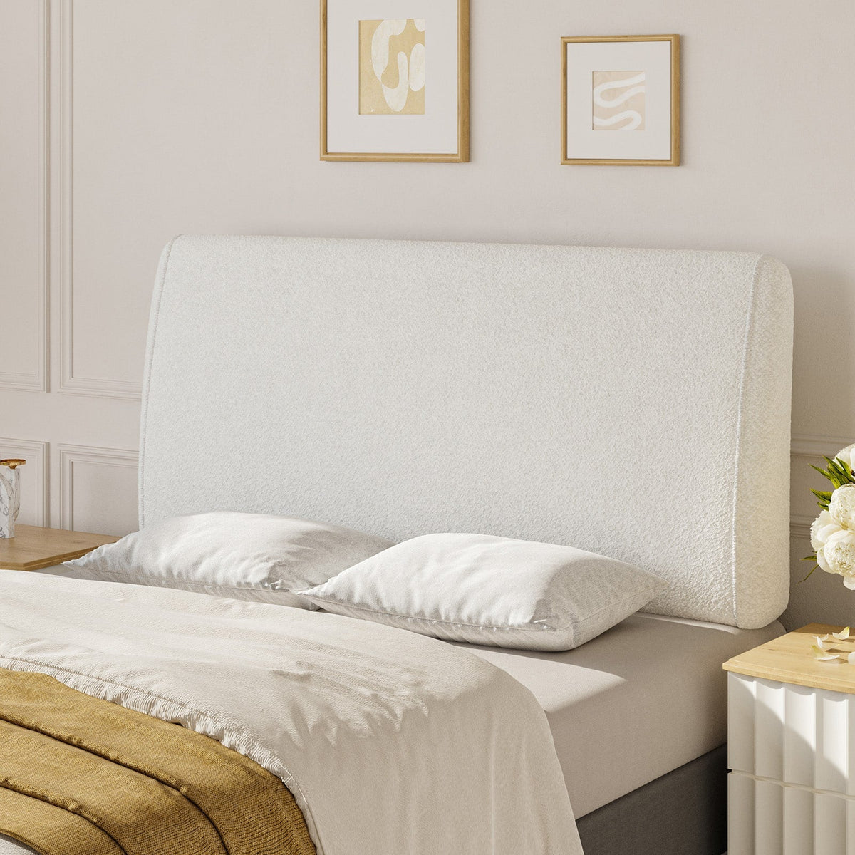 Pinmoco - 6.3“ Thickness Upholstered Headboard Ergonomic Design Headboard - White