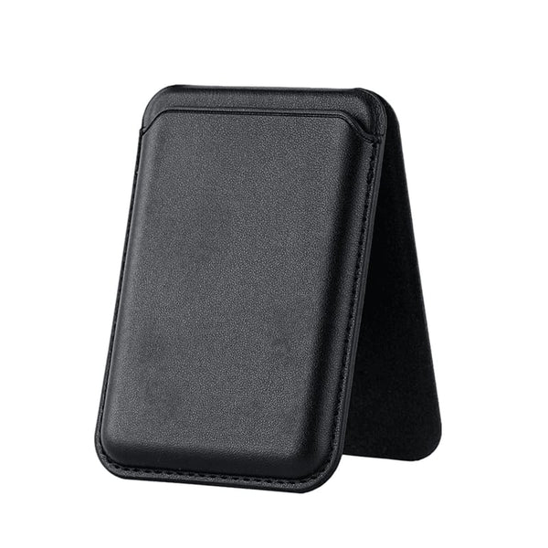 Entronix - Leather Magnetic Wallet Attachment for MagSafe & Magnetic Phone Cases – Slim Card Holder Phone Accessory - Black
