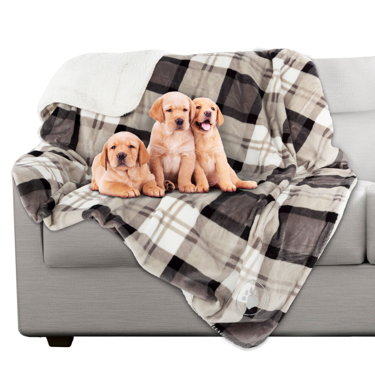 PetMaker - Waterproof Dog Blanket 50x60 Sherpa Dog Blanket for Couch, Bed or Car - Protects from Spills, Stains, or Pet Fur - Gray