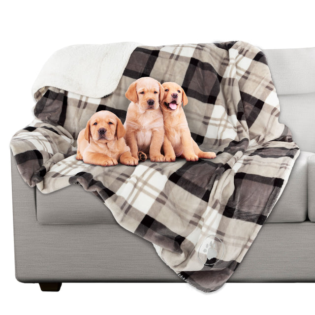 Front. PetMaker - Waterproof Dog Blanket 50x60 Sherpa Dog Blanket for Couch, Bed or Car - Protects from Spills, Stains, or Pet Fur - Gray.