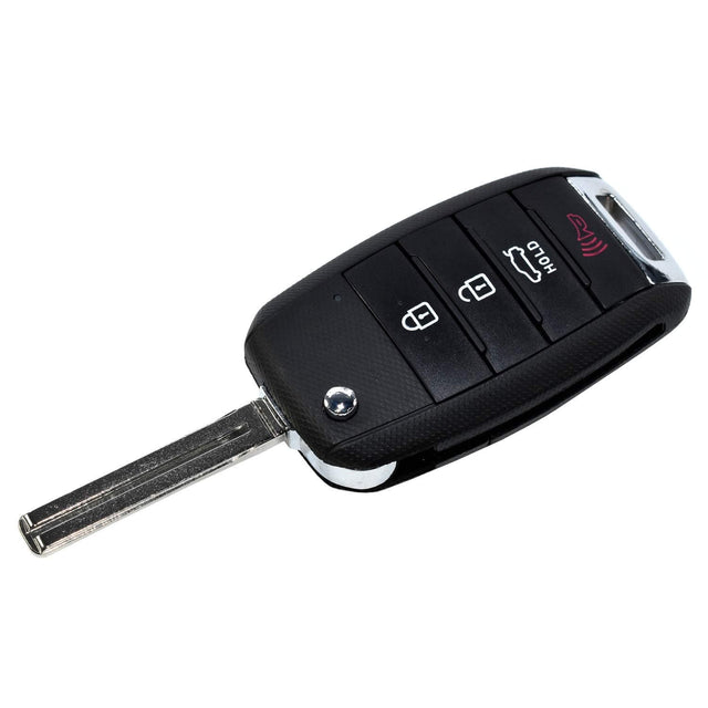 Front. HQRP - Flip Key Fob Shell Case w/ 4 Buttons, Uncut Blade, for Kia Sorento Soul Optima Sportage 2013-2016 - Black.