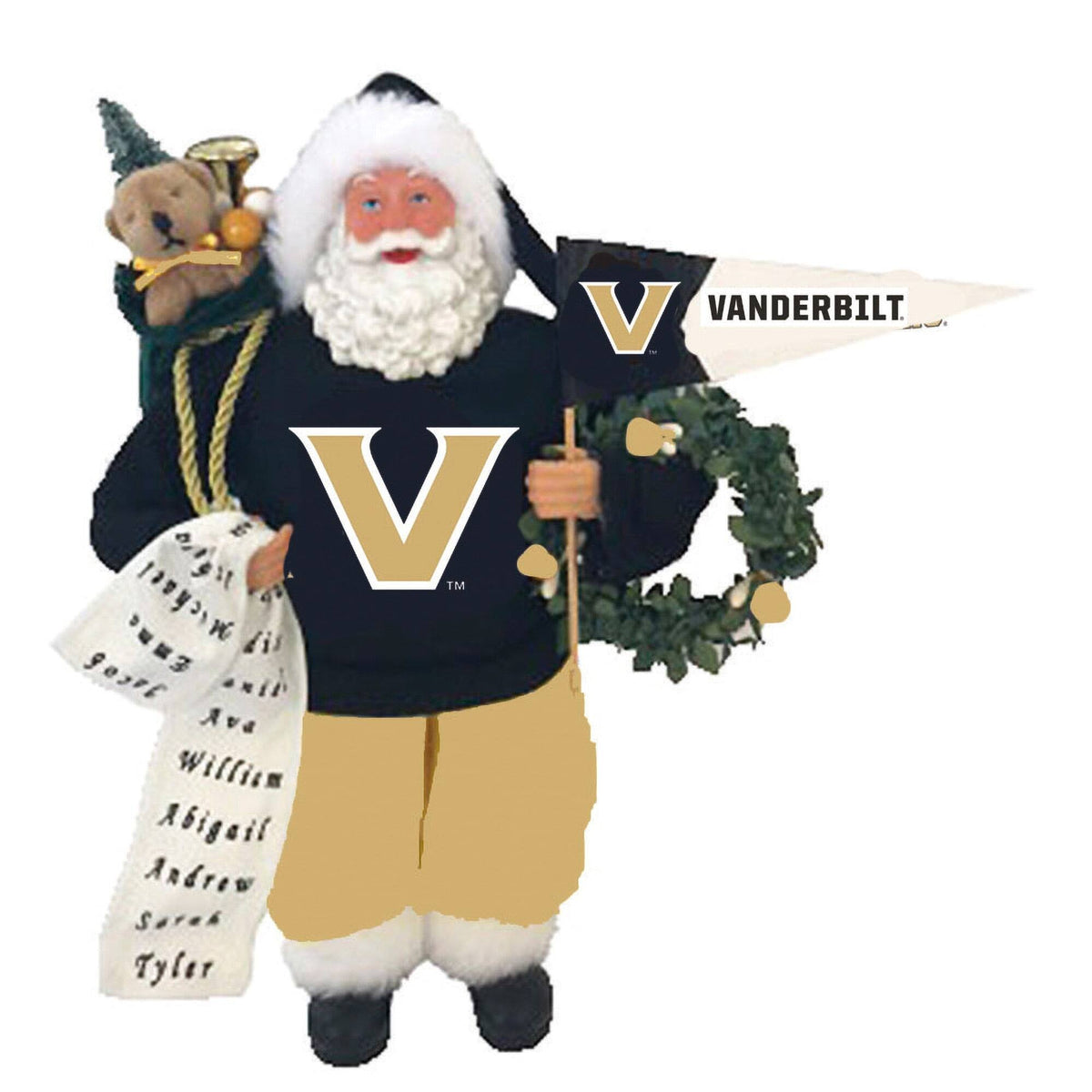 Santa's Workshop - Vanderbilt Commodores 12" Santa Figure - Black