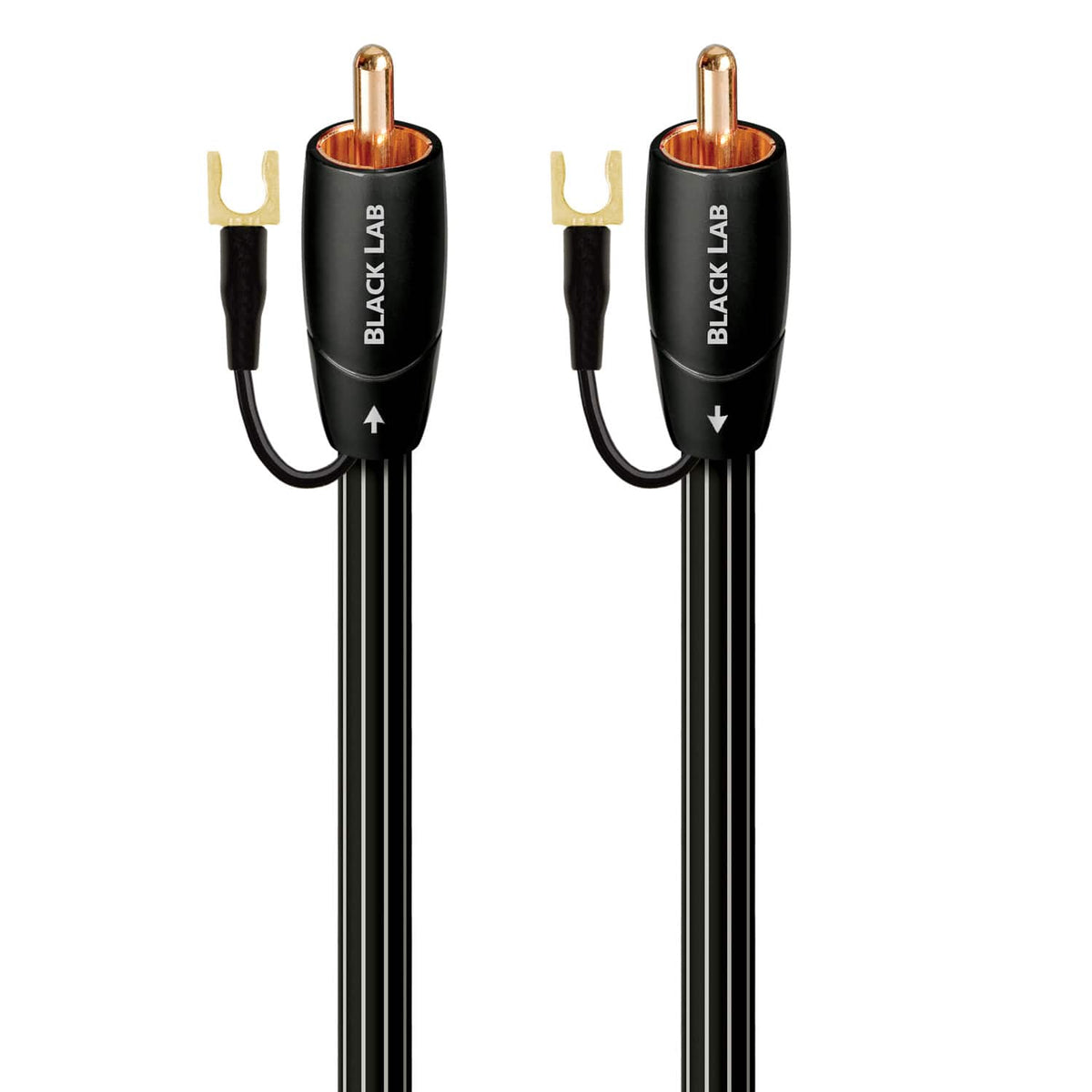AudioQuest - Black Lab RCA 9.75' Analog Low-Frequency Subwoofer Audio Interconnect with RCA to RCA Connectors - Black with White Stripes