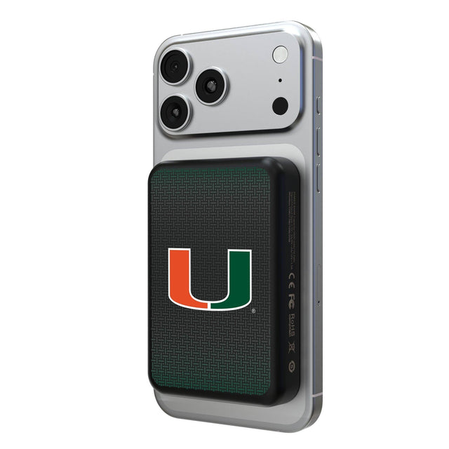 Front. Keyscaper - Miami Hurricanes Wireless Magnetic Power Bank - Black.