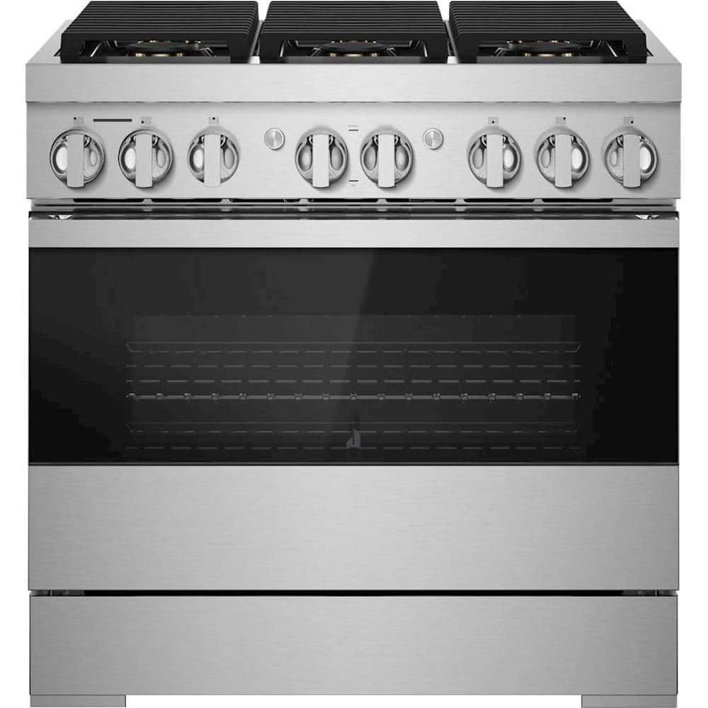 JennAir - 36 in. Wide 6 Burner NOIR 5.1 Cu. Ft. Self-Cleaning Freestanding Dual Fuel Convection Range - Stainless Steel