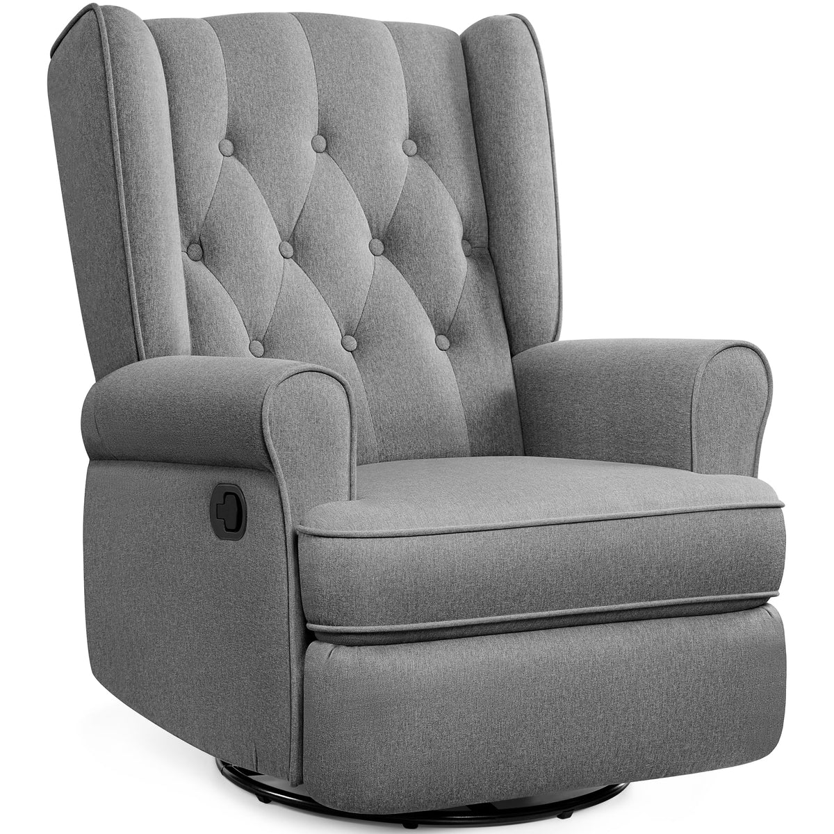 KERDOM - Recliner Nursery Chair Swivel Glider, Rocking Living Room Single Sofa Ergonomic Accent Lounge Chair with Arm for Reading - Gray
