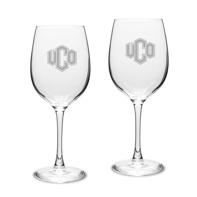 Front. Jardine - Central Oklahoma Bronchos 16oz. Two-Piece Traditional White Wine Glass Set - Multicolor.