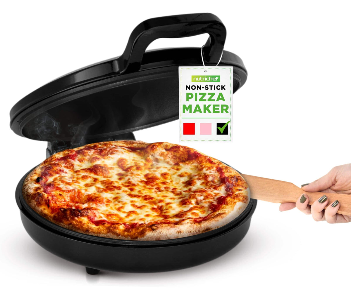 NutriChef - Countertop 1500W Non-Stick Electric Pizza Cooker  (Black)
