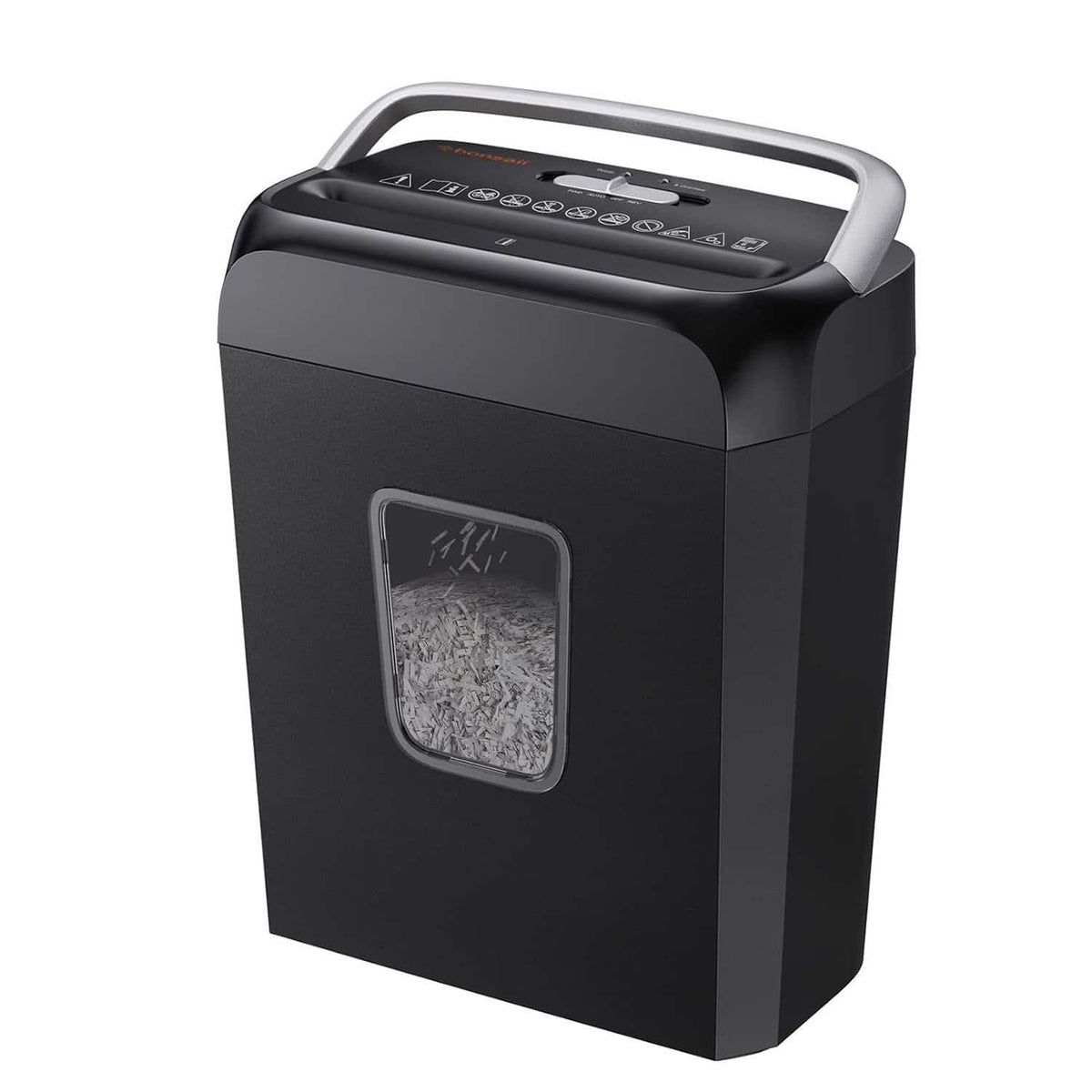 Bonsaii - Paper Shredder, 3.4 Gal Wastebasket, 6-Sheet Crosscut Paper and Credit Card Shredder with Handle, Home and Office - Black