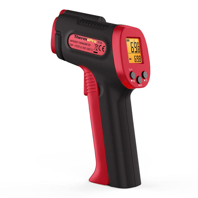 ThermPro INFRARED THERMOMETER (58F-1022F)/(-50C-550C)  
CE  
G5  
COE 0.18  
698 CF  
TIO  
Y VuA  
MODE
