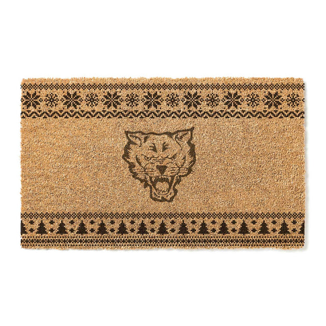Front. Jardine - Fort Valley State Wildcats 18" x 30" Holiday Coir Doormat - Brown.