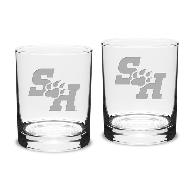 Front. Jardine - Sam Houston State Bearkats 14oz. 2-Piece Classic Double Old Fashioned Glass Set - Multicolor.