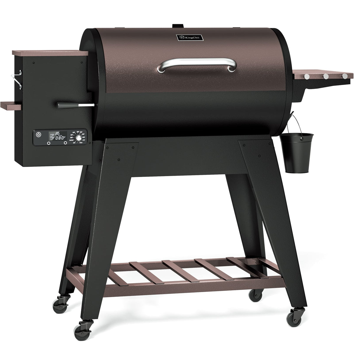 KingChii - Wood Pellet Grill & Smoker, Electric Smoker BBQ, 766 Sq. In. Capacity & 18.3 lb Hopper (Up to 500°F) - Brown