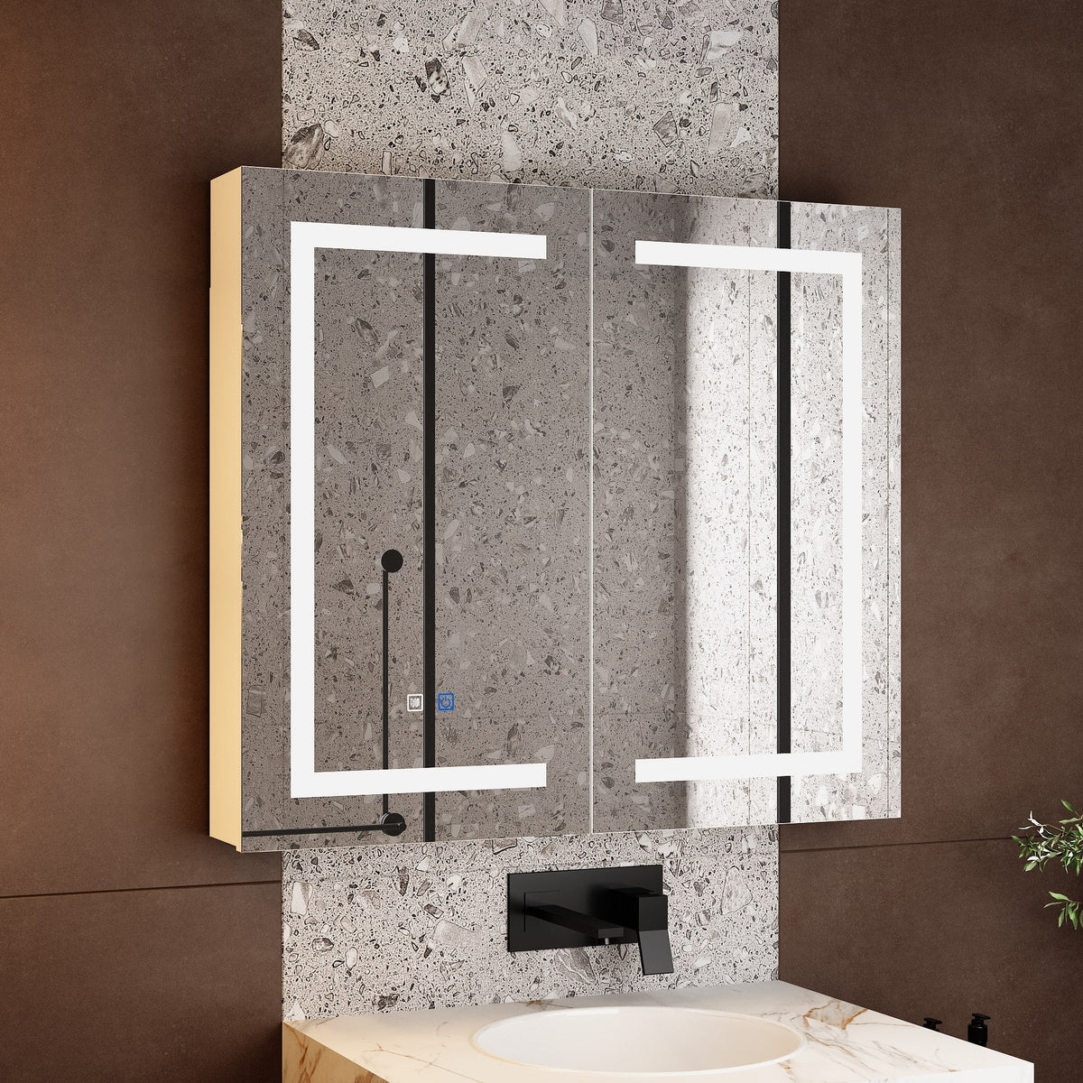 Famapy - Smart Bathroom Mirror Cabinet with LED Lighting, Anti-Fog, Hidden Storage & Modern Vanity Design - White