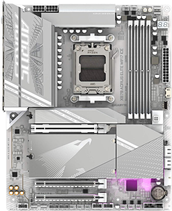 GIGABYTE - X870 AORUS ELITE WIFI7 ICE (Socket AM5) AMD X870 ATX DDR5 Wi-Fi 7 Motherboard - White