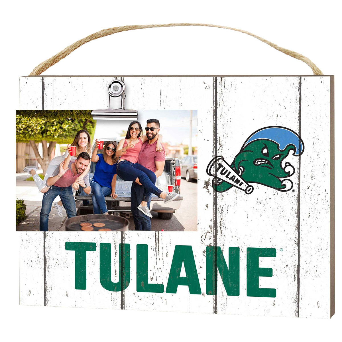 Jardine - Tulane Green Wave 8" x 10" Weathered Clip It Frame - White