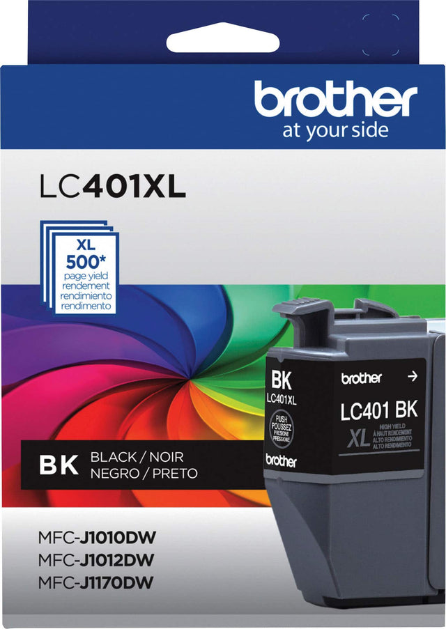 Front. Brother - LC401XLBK High-Yield Ink Cartridge - Black.