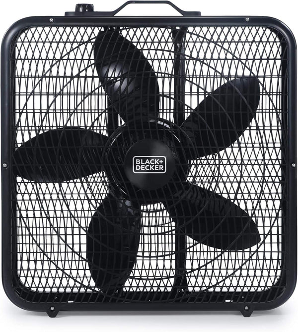 Black+Decker - 20” Box Fan with 3 Speed Settings - Black
