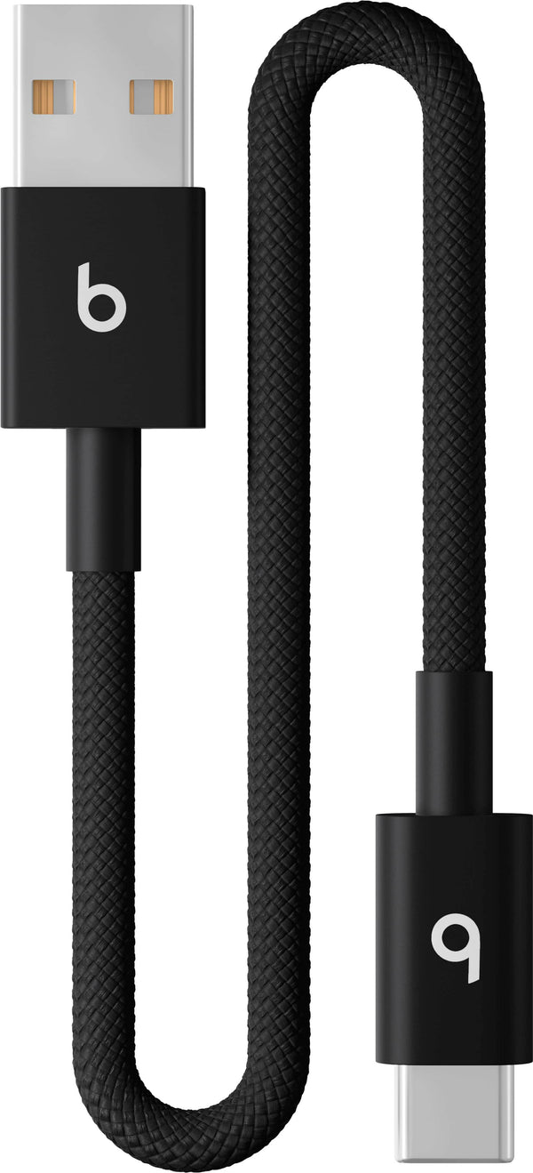 Beats - 8" USB-A to USB-C Woven Short Cable - Bolt Black