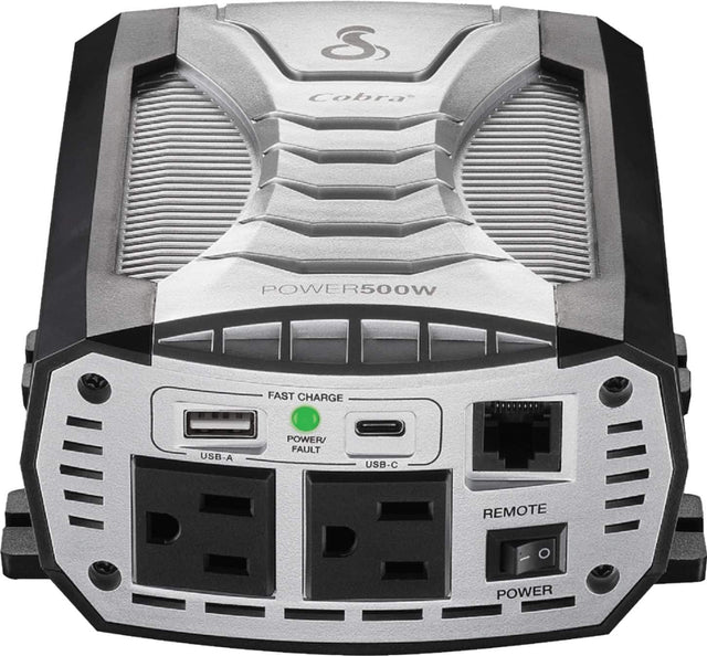 Front. Cobra - POWER 500 Watt Power Inverter with Fast Charge USB - Black.