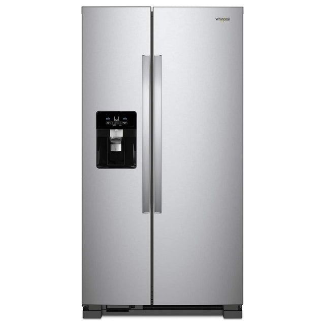 Front. Whirlpool - 33 in. Wide 21 cu. ft. Side-by-Side Refrigerator with LED Interior Lighting - Fingerprint Resistant Stainless Finish.