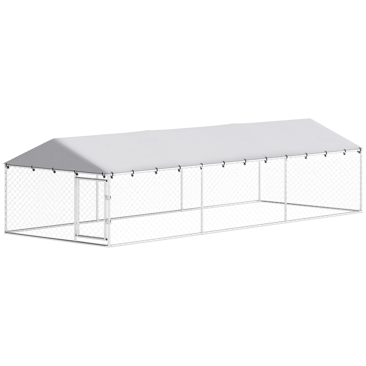 Pawhut - x 7.5' x 5' Dog Kennel Outdoor for Large Dogs with Waterproof Roof - Silver