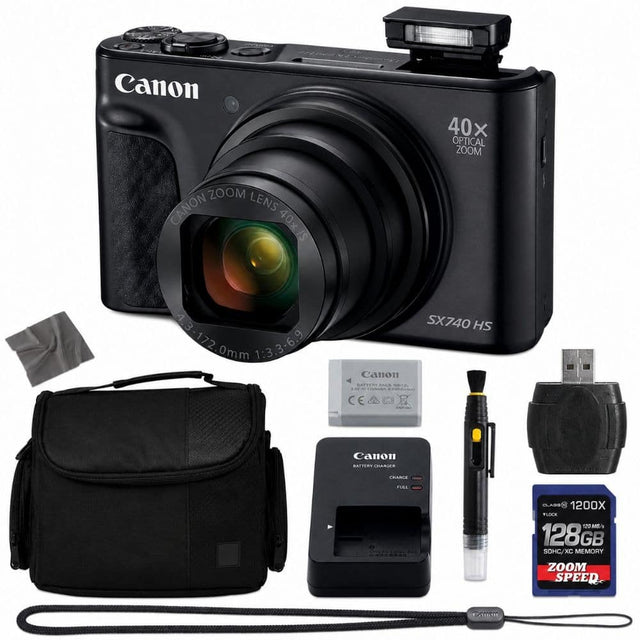 Canon 40x Optical Zoom Lens 40x/S IS 13-172.0mm 1:3.3-6.9 Canon DATTERT E MRES CE SX740 HS Canon IN ARUES HANE USL 1200X FLOCE 1h0 ME 128GB SDHC XC MEMORY ZOOM SPEED