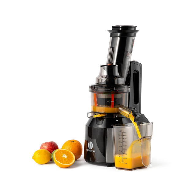 Front. Ventray - VENTRAY Masticating Juicer Large Chute Juice Extractor with Reverse Function for Fruit & Vegetable - Black - Black.
