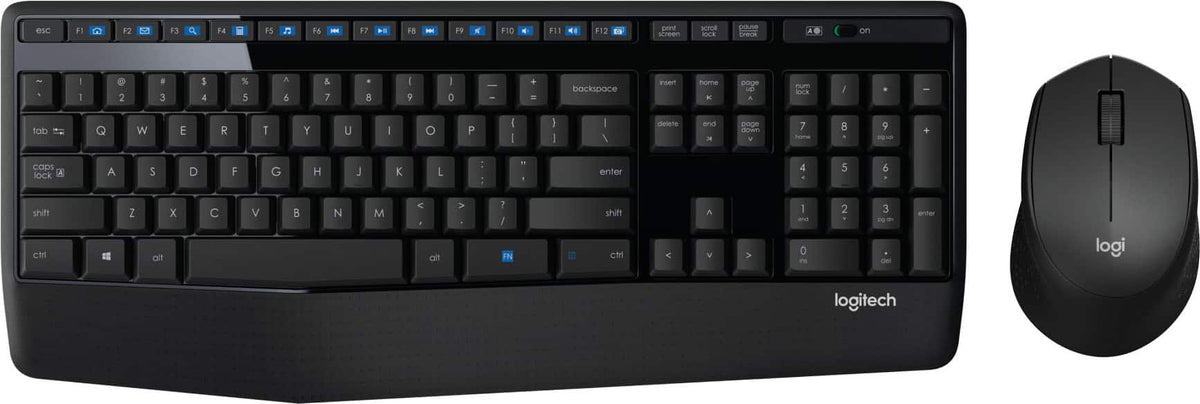 Logitech - MK345 Wireless Ergonomic Membrane Keyboard and Mouse Bundle for PC - Black/blue