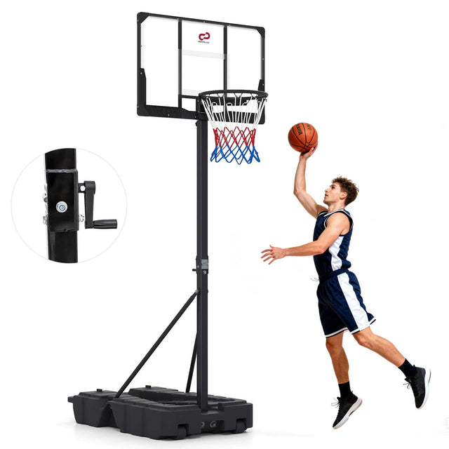Front. Costway - Costway 10 FT Foldable Basketball Hoop with Fillable Base, Wheels & Shatterproof Backboard - Black.
