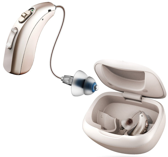 Front. LINNER - LINNER Mercury OTC Rechargeable Hearing Aids for Seniors with Noise Cancellation, Easy to Use, 3 Modes, 9 Volume Levels - Beige Gold.