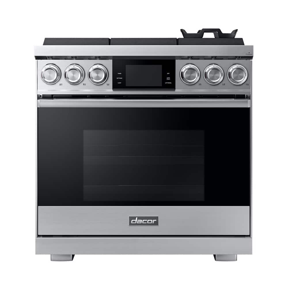 Dacor - 36 in. Wide 6 Burner Contemporary 5.4 Cu. Ft. Self-Cleaning Freestanding Gas Convection Range, LP Convertible - Silver Stainless Steel