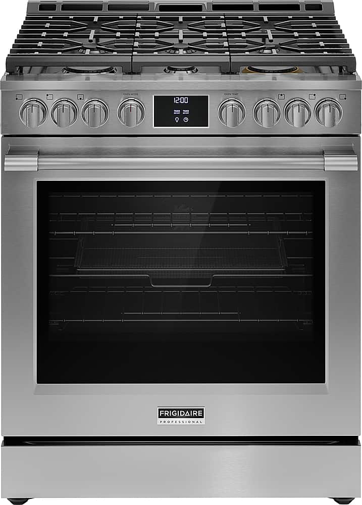 Frigidaire - Professional 30 in Wide 6 burners 6.0 Cu. Ft. Slide-In Total Convection Range with Air Fry - Stainless Steel