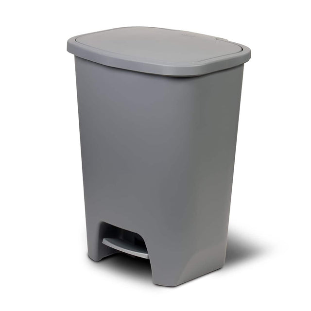 Front. Glad - Glad Kitchen Trash Can with Lid, Foot Pedal and Garbage Bag Rings, 20 Gal, Grey - Grey.