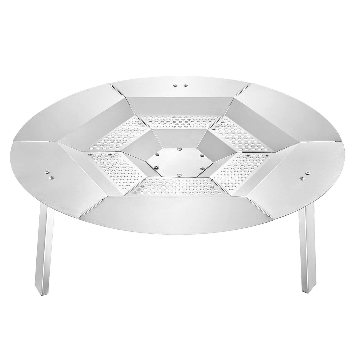VEVOR - Fire Pit Heat Deflector for Solo Stove Yukon, 27 inch Bonfire Round for Wood Burning Fire Pit, 304 Stainless Steel - Silver
