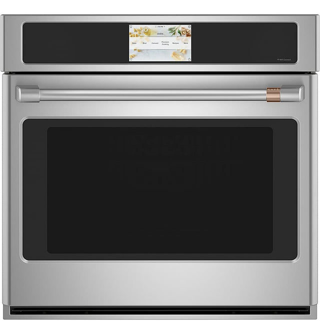 Front. Café - 30" Built-In Single Electric Convection Wall Oven, Customizable - Stainless steel.