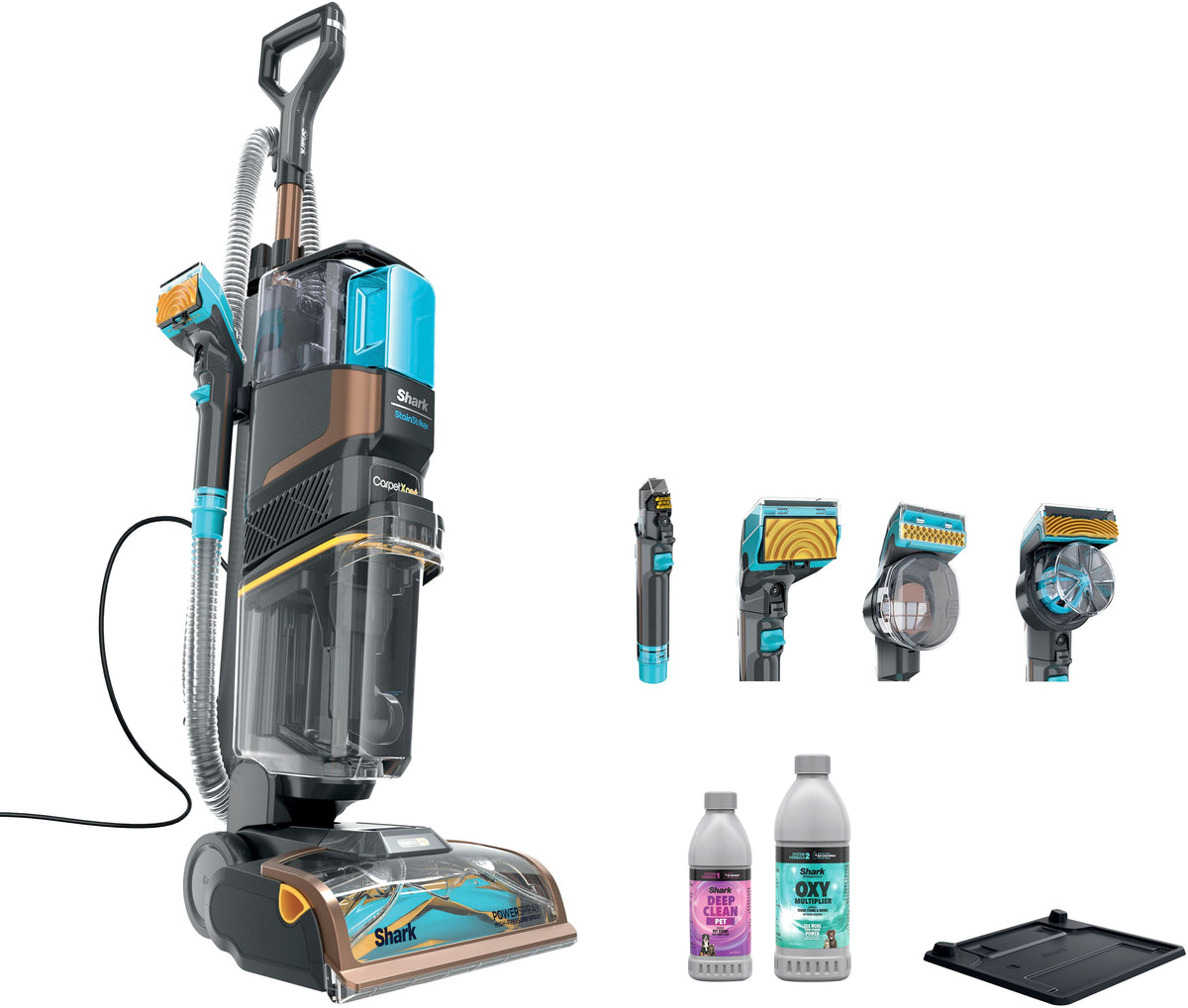 Shark - CarpetXpert HairPro Pet with StainStriker, Corded Upright Deep Carpet, Rug & Upholstery Cleaner, Pet Stain Remover - Gray