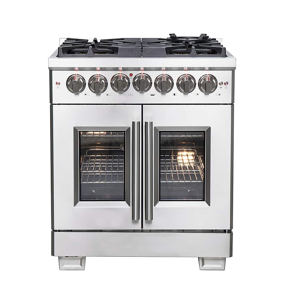 Forno Appliances - 30 in. Wide 5 Burner Capriasca 4.32 Cu. Ft. Freestanding Dual Fuel Range with French Doors and Convection Oven - Stainless Steel