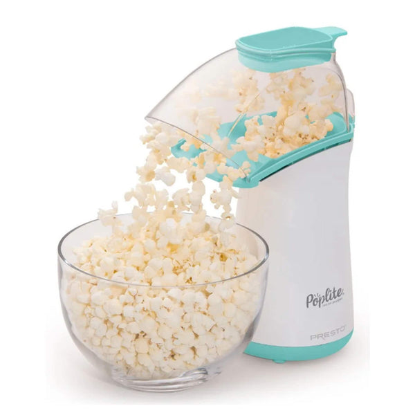 Presto - 04869 PopLite Hot Air Popper Popcorn Maker for Home Kitchen, 18 Cups - Aqua/White