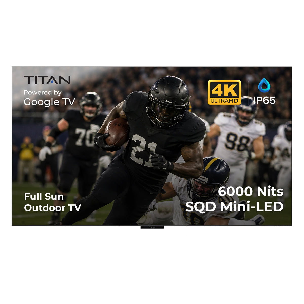 Titan - G300 Mini-LED 75 Inch Full Sun Smart Outdoor TV, IP65 Weatherproof,4K HD Google AI OS,6000 Nits,DolbyVision-Atmos