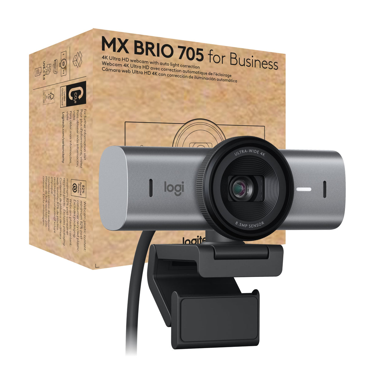 Logitech - MX Brio 705 4K Webcam with AI-powered Image Enhancement - Graphite
