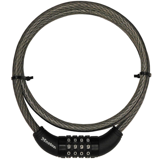 Front. Master Lock - Master Lock 3/8 in D X 60 in L Vinyl Coated Steel Locking Cable - Black.