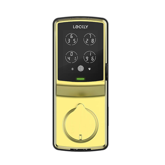 Front. Lockly - Secure Pro Smart Lock Wi-Fi Replacement Deadbolt with 3D Biometric Fingerprint/Keypad/Voice Control Access - Brushed Gold.
