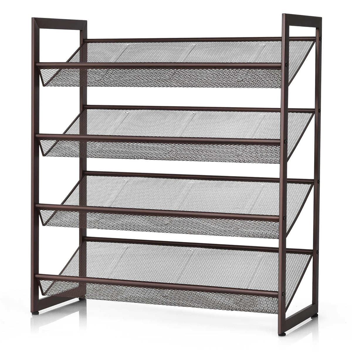 Costway - 4-Tier Shoe Rack Adjustable to Flat Slant Shoe Organizer Holder Stand - Brown