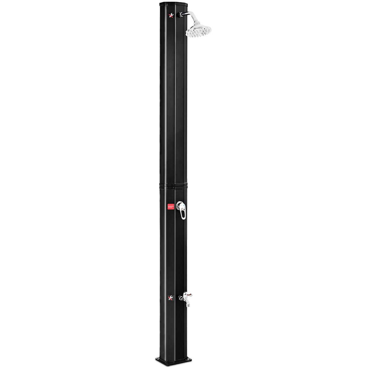 Costway - 9.3 Gallon Outdoor Solar Heating Shower 7.2Ft Adjustable Shower Head W/Base - Black
